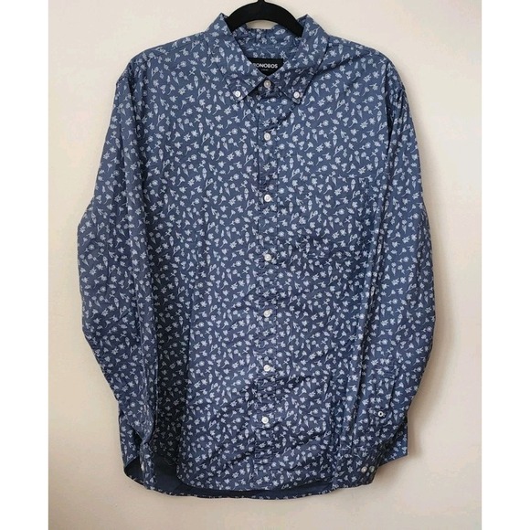 Bonobos Other - NWT Bonobos Mens Slim Fit Stretch Button Up Shirt Long Sleeve Blue Floral Size L